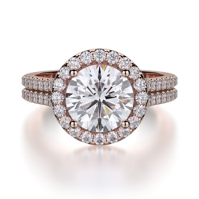 R456-1 Europa White Gold Round Engagement Ring 0.75
