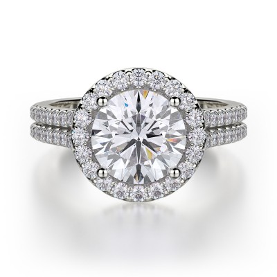 R456-1 Europa White Gold Round Engagement Ring 0.75