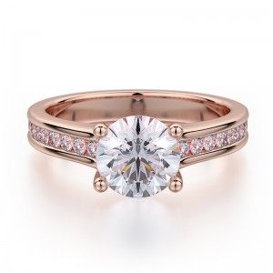 R461-2 Love Rose Gold Round Engagement Ring 1.5
