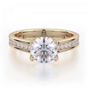 R461-2 Love Yellow Gold Round Engagement Ring 1.5