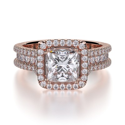 R466-2 Princess White Gold Princess Cut Engagement Ring 1.5