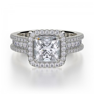 R466-2 Princess Platinum Princess Cut Engagement Ring 1.5