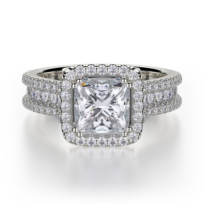 R466-2 Princess White Gold Princess Cut Engagement Ring 1.5