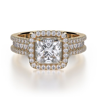 R466-2 Princess White Gold Princess Cut Engagement Ring 1.5