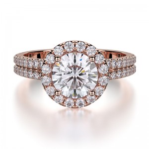 R490-1 Europa Rose Gold Round Engagement Ring 0.75