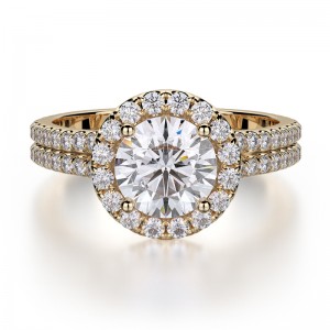 R490-1 Europa Yellow Gold Round Engagement Ring 0.75