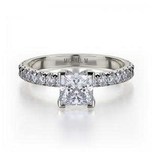 R493-1 Europa Platinum Princess Cut Engagement Ring 0.75