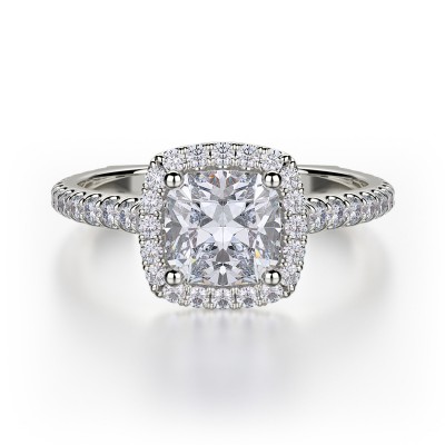 R559S-1 Europa White Gold Cushion Cut Engagement Ring 0.75