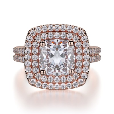 R560-1 Europa White Gold Cushion Cut Engagement Ring 0.75