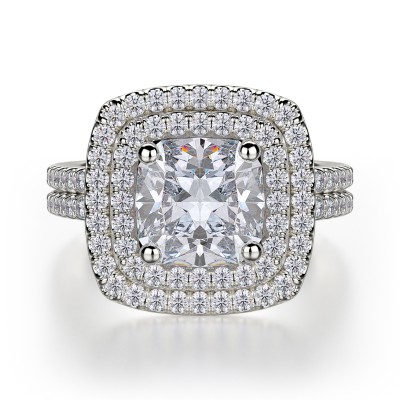 R560-1 Europa White Gold Cushion Cut Engagement Ring 0.75