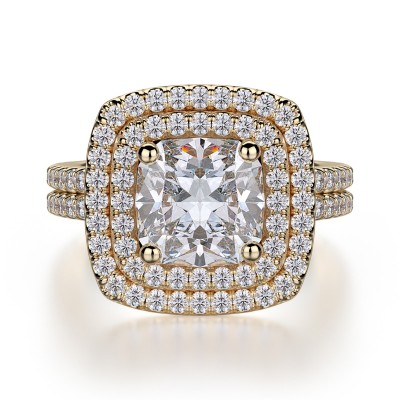 R560-1 Europa White Gold Cushion Cut Engagement Ring 0.75