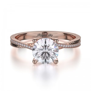 R575-1 M Rose Gold Round Engagement Ring 0.75