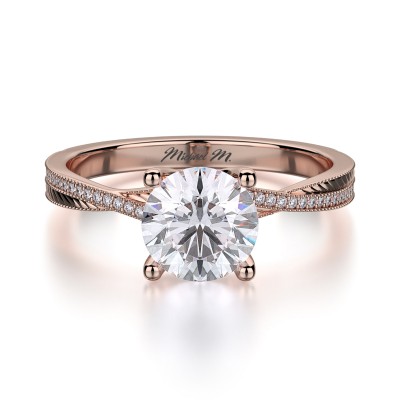 R575-0.75 M White Gold Round Engagement Ring 0.55