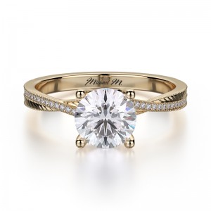 R575-1 M Yellow Gold Round Engagement Ring 0.75