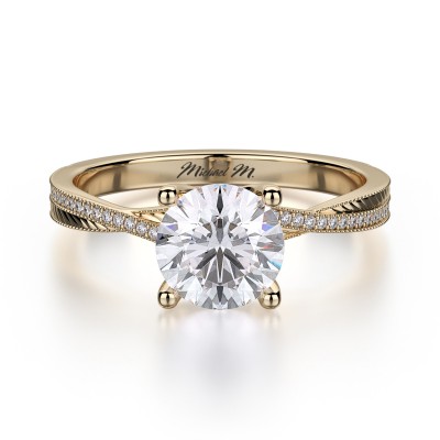 R575-0.75 M White Gold Round Engagement Ring 0.55
