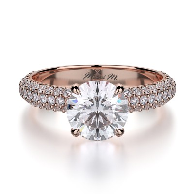 R699-3 Crown White Gold Round Engagement Ring 2.5