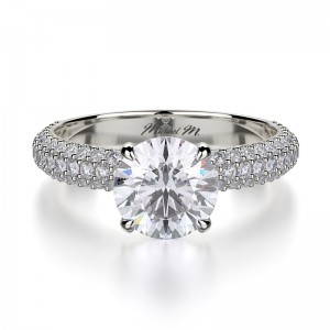 R699-3 Crown White Gold Round Engagement Ring 2.5