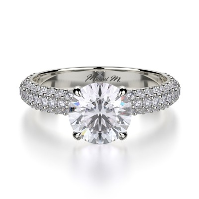 R699-3 Crown White Gold Round Engagement Ring 2.5
