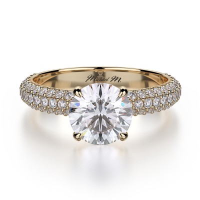 R699-3 Crown White Gold Round Engagement Ring 2.5