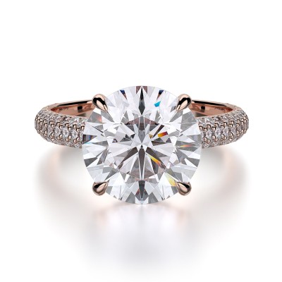 R707-3 Crown White Gold Round Engagement Ring 2.75