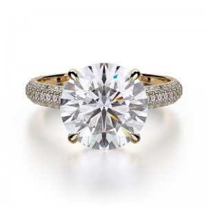 R707-3 Crown Yellow Gold Round Engagement Ring 2.75