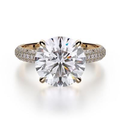 R707-3 Crown White Gold Round Engagement Ring 2.75