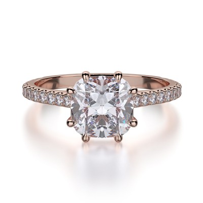 R712-1.5 Crown White Gold Cushion Cut Engagement Ring 1.25
