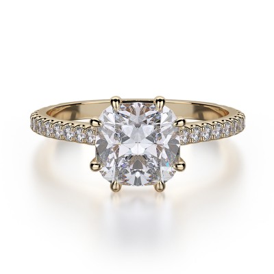 R712-1.5 Crown White Gold Cushion Cut Engagement Ring 1.25