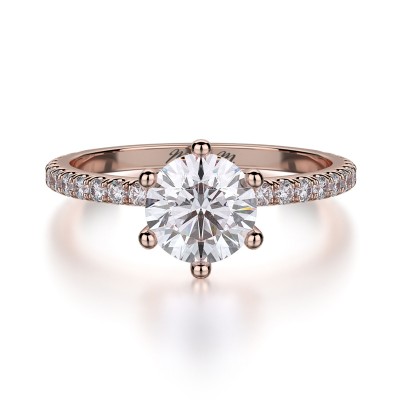 R713-1 Crown Yellow Gold Round Engagement Ring 0.75