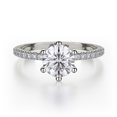R713-1 Crown Yellow Gold Round Engagement Ring 0.75