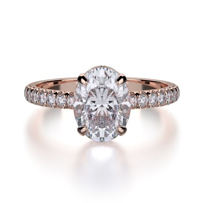 R715-2 Crown White Gold Oval Cut Engagement Ring 1.75