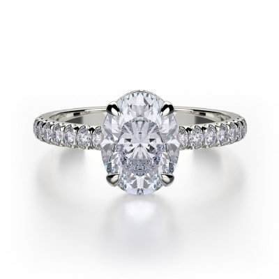 R715-2 Crown White Gold Oval Cut Engagement Ring 1.75