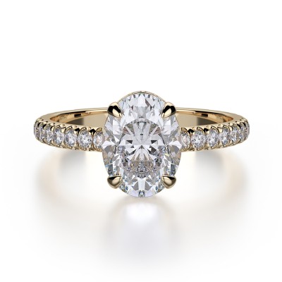 R715-2 Crown White Gold Oval Cut Engagement Ring 1.75