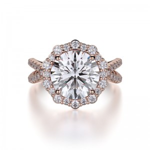 R740-2 DEFINED Rose Gold Round Engagement Ring 1.75