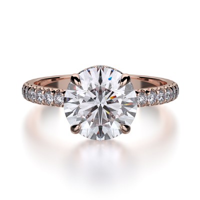 R742-2 Crown Yellow Gold Round Engagement Ring 1.75