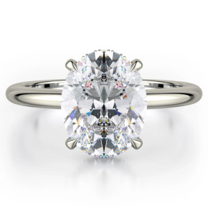 R750-3 Crown Oval Cut Solitaire Engagement Ring