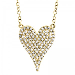 SC55002005 Kate Collection Diamond Pave Heart Necklace In 14 Karat Yellow Gold