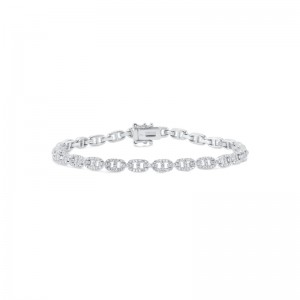 SC55024484 Kate Collection Diamond Bezel 7" Bracelet In 14 Karat White Gold With Round Cut Diamond
