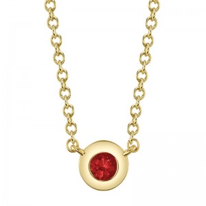 SC55026481 Bailey Collection Ruby Bezel Necklace In 14 Karat Yellow Gold