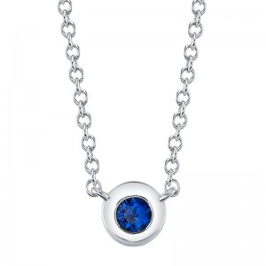 SC55026489 Bailey Collection Sapphire Bezel Necklace In 14 Karat White Gold