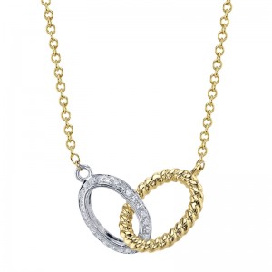 SC55027557 Kate Collection Diamond Oval Necklace In 14 Karat White & Yellow Gold