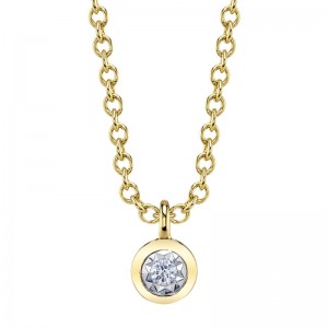 SC55028038 Stella Collection Diamond Bezel Necklace In 14 Karat Yellow Gold