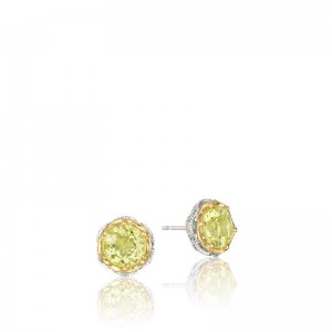 SE105Y07 Color Medley Silver and Yellow Gold Lemon Quartz Stud Earrings