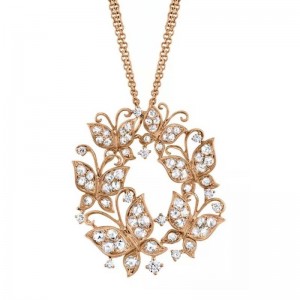 Rose Gold and Diamond Butterfly Pendant SJU112N