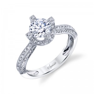 18K White Gold Round Engagement Ring