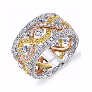 Tri-Tone White and Yellow Diamond Band SJU618RYDK