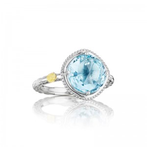 SR13502 Island Rains Silver Sky Blue Topaz Simple Ring