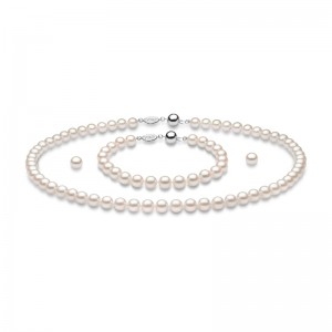 SX60AA-7 London Pearl 3 Piece Set In 18 Karat White Gold