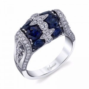 Sapphire and Diamond Barrel Ring US0011R