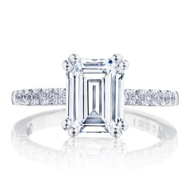 P1042EC Emerald Solitaire Engagement Ring